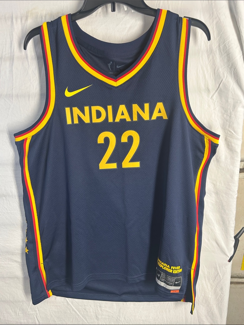 Nike Navy Indiana Fever #22 Basketball Jersey with Yellow and Red Trim